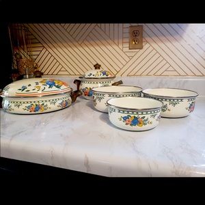 vintage kamenstein enamel cookware.